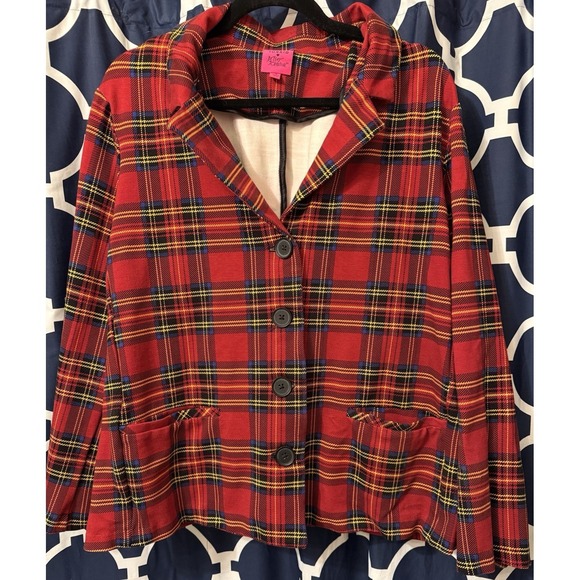 torrid Jackets & Blazers - Betsey Johnson Torrid Plaid Tartan Red Blazer Jacket 4XL Punk Stretch